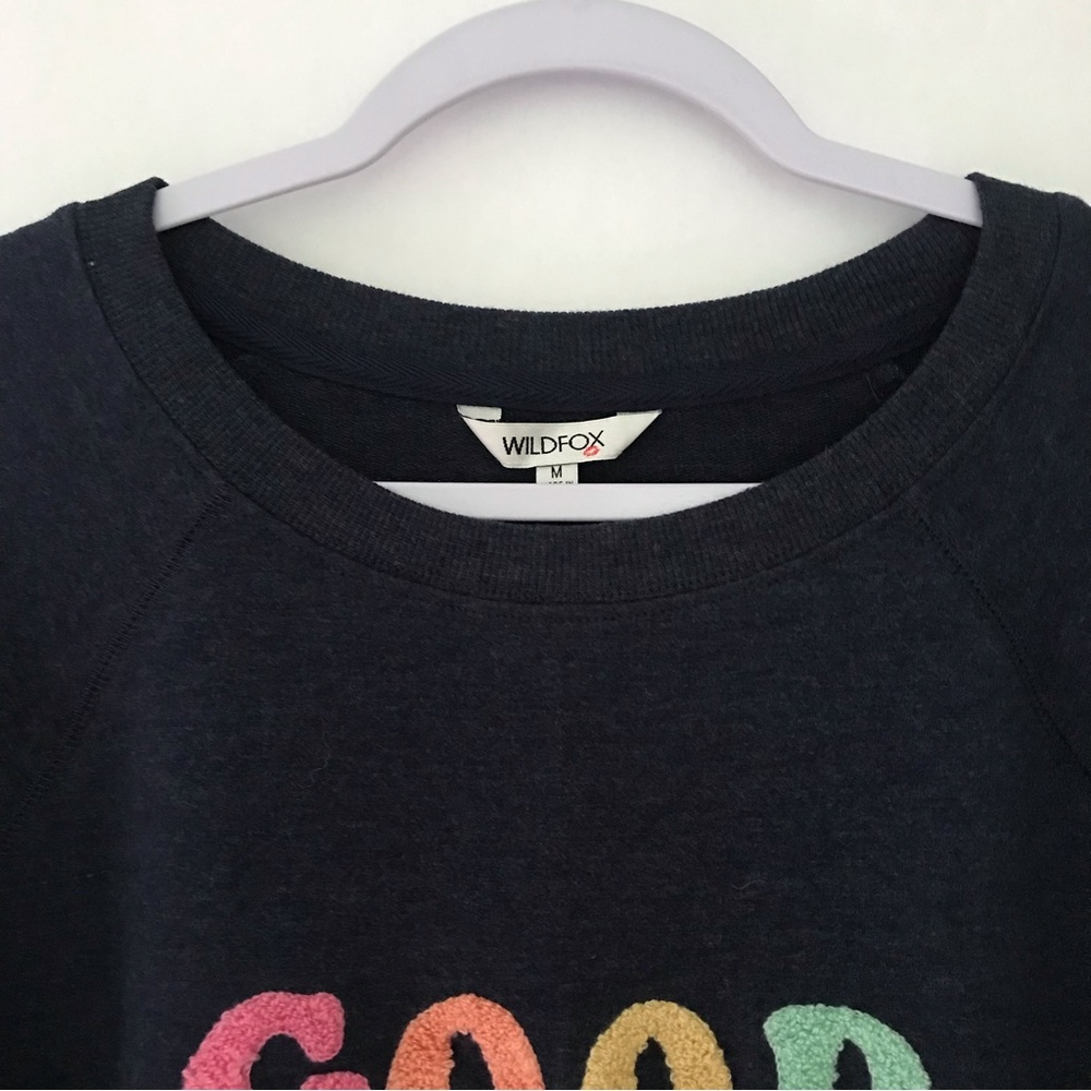 WILDFOX Good Vibes Crew Neck Sweatshirt Navy Blue - Picture 4 of 12